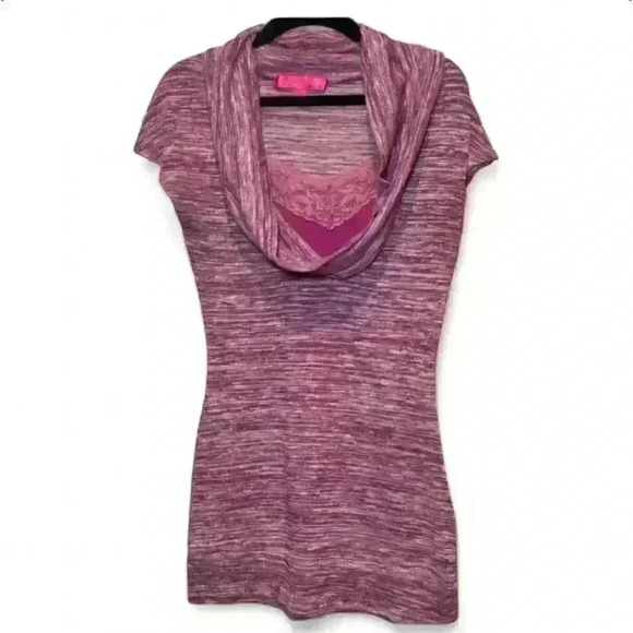 Almost Famous Women's Sleeveless Cowl Neck Tank Top Size Medium Heathered Pink - Picture 1 of 4